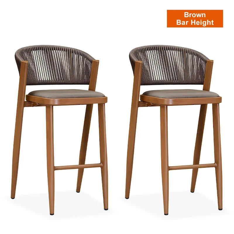 Outdoor Bar Height Stool with Cushion, Set of 2 (Stone Gray / Dark Gray / Brown / White)