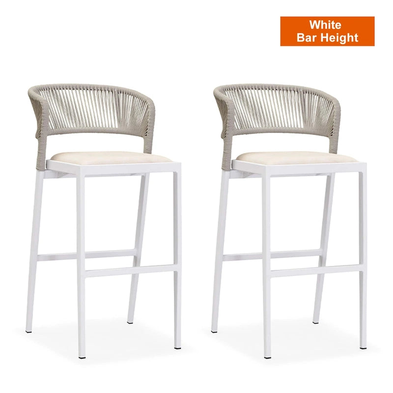 Outdoor Bar Height Stool with Cushion, Set of 2 (Stone Gray / Dark Gray / Brown / White)