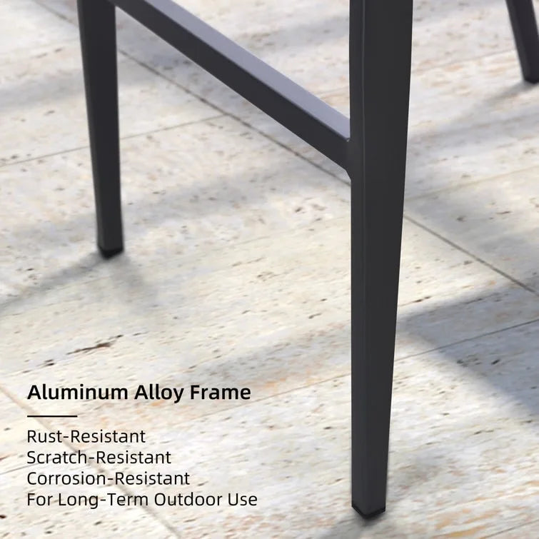 Outdoor Bar Height Stool with Cushion, Set of 2 (Stone Gray / Dark Gray / Brown / White)