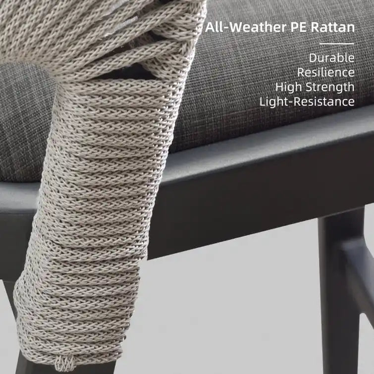 Outdoor Bar Height Stool with Cushion, Set of 2 (Stone Gray / Dark Gray / Brown / White)