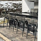 Outdoor Bar Height Stool with Cushion, Set of 2 (Stone Gray / Dark Gray / Brown / White)