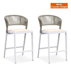 Outdoor Bar Height Stool with Cushion, Set of 2 (Stone Gray / Dark Gray / Brown / White)