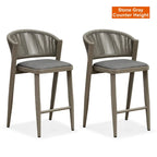 Outdoor Bar Height Stool with Cushion, Set of 2 (Stone Gray / Dark Gray / Brown / White)