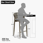 Outdoor Bar Height Stool with Cushion, Set of 2 (Stone Gray / Dark Gray / Brown / White)