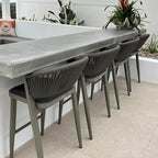 Outdoor Bar Height Stool with Cushion, Set of 2 (Stone Gray / Dark Gray / Brown / White)