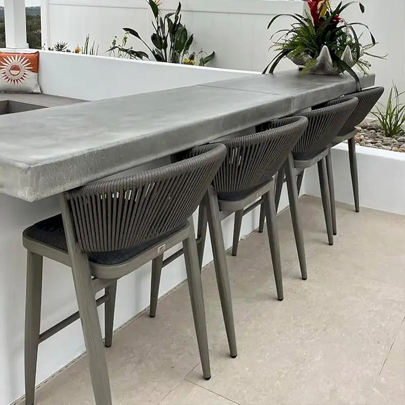 Outdoor Bar Height Stool with Cushion, Set of 2 (Stone Gray / Dark Gray / Brown / White)
