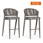 Outdoor Bar Height Stool with Cushion, Set of 2 (Stone Gray / Dark Gray / Brown / White)