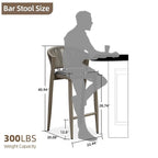 Outdoor Bar Height Stool with Cushion, Set of 2 (Stone Gray / Dark Gray / Brown / White)