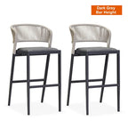 Outdoor Bar Height Stool with Cushion, Set of 2 (Stone Gray / Dark Gray / Brown / White)
