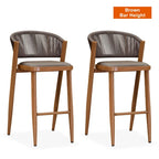 Outdoor Bar Height Stool with Cushion, Set of 2 (Stone Gray / Dark Gray / Brown / White)