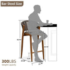 Outdoor Bar Height Stool with Cushion, Set of 2 (Stone Gray / Dark Gray / Brown / White)