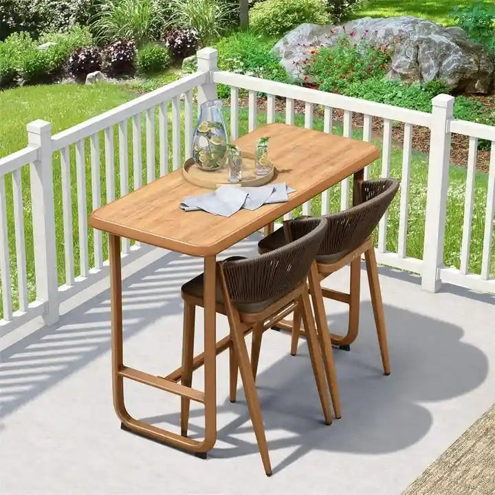 Outdoor Bar Height Stool with Cushion, Set of 2 (Stone Gray / Dark Gray / Brown / White)