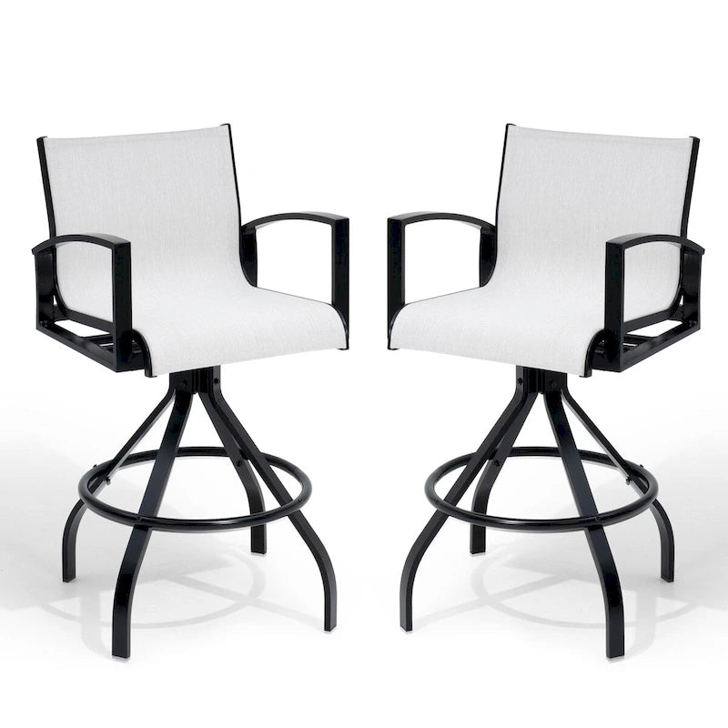 Outdoor Swivel Bar Stool, Aluminum Sling, 2 or 4 Person Set