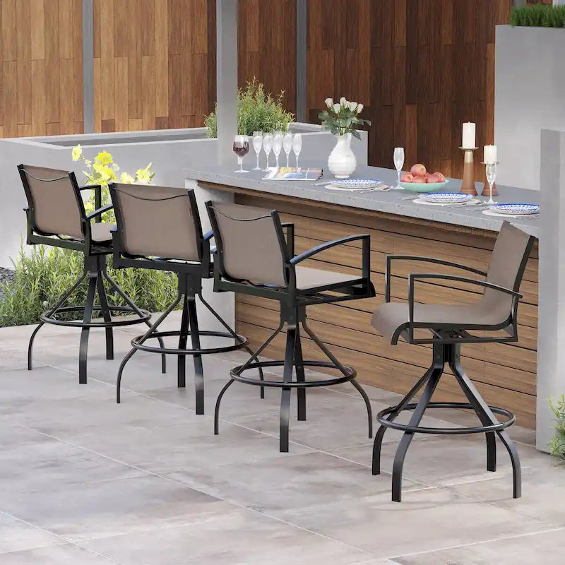 Outdoor Swivel Bar Stool, Aluminum Sling, 2 or 4 Person Set