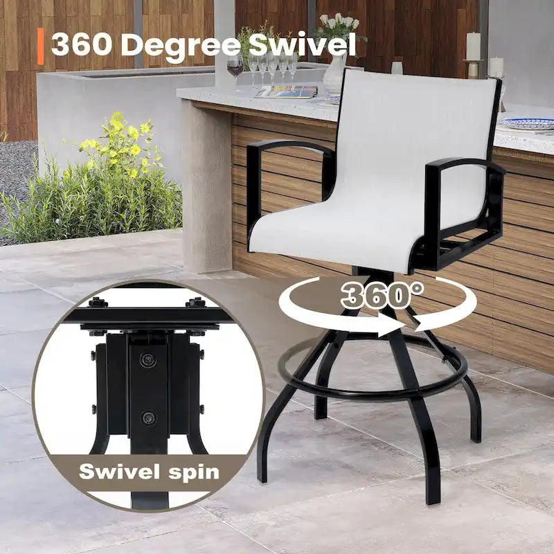 Outdoor Swivel Bar Stool, Aluminum Sling, 2 or 4 Person Set
