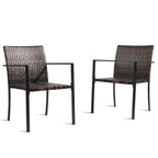 Brown Wicker Stackable Outdoor Dining Chair, Set of 2