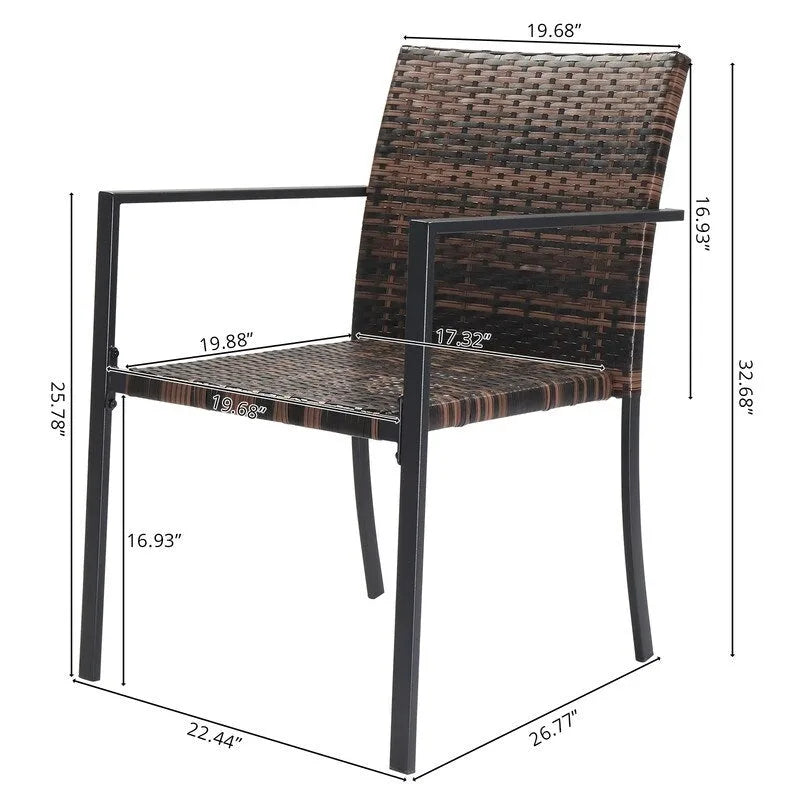 Brown Wicker Stackable Outdoor Dining Chair, Set of 2