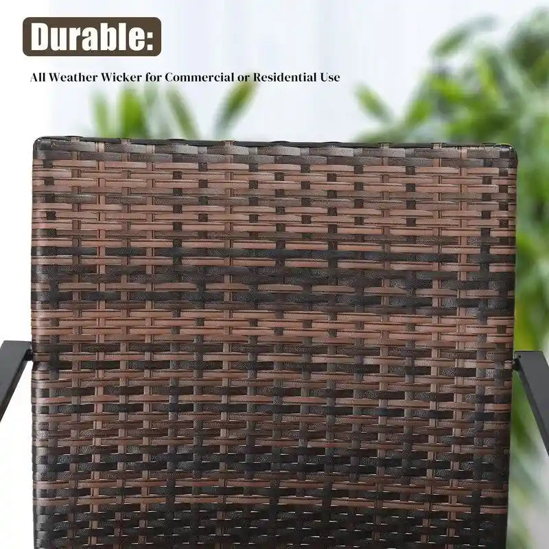 Brown Wicker Stackable Outdoor Dining Chair, Set of 2