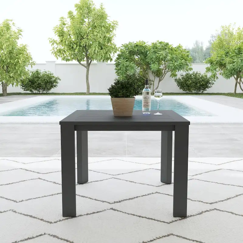 Grey Square Outdoor Dining Table, Seats 4