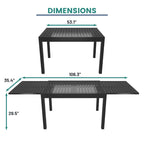 Silver Aluminum Extendable Outdoor Dining Table, Seats 4–8