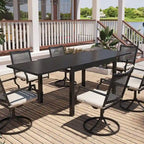 Silver Aluminum Extendable Outdoor Dining Table, Seats 4–8