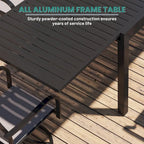 Silver Aluminum Extendable Outdoor Dining Table, Seats 4–8
