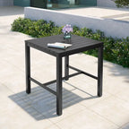 Black Square Outdoor Aluminum Bar Table with Umbrella Hole, Seats 1
