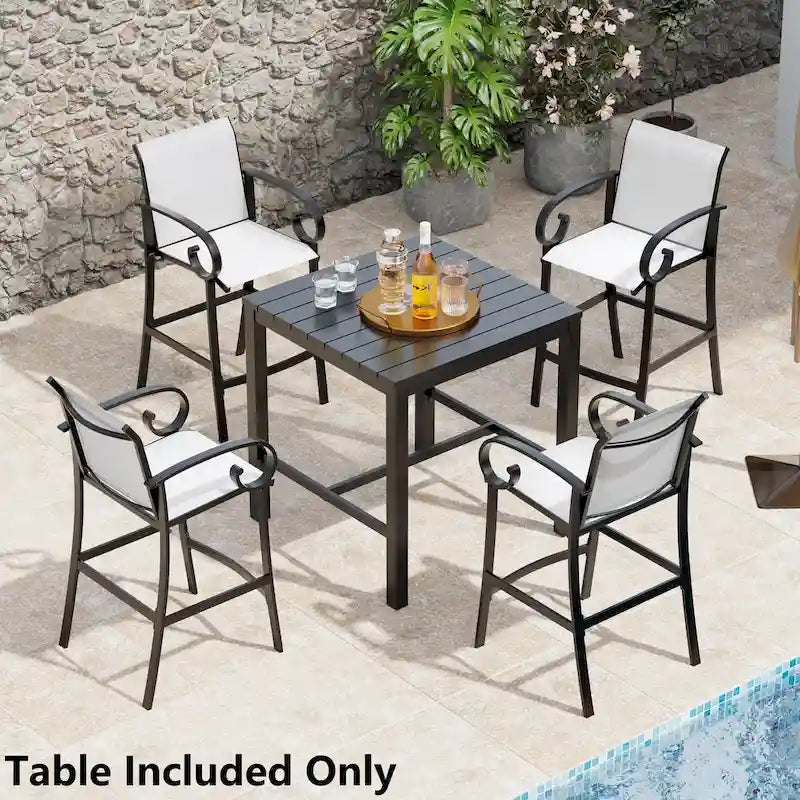 Pellebant Aluminum Outdoor Square Bar Table with Umbrella Hole - 35.4 in L* 35.4 in W * 37.4 in H
