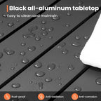 Black Square Outdoor Aluminum Bar Table with Umbrella Hole, Seats 1