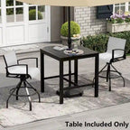 Black Square Outdoor Aluminum Bar Table with Umbrella Hole, Seats 1