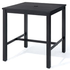 Black Square Outdoor Aluminum Bar Table with Umbrella Hole, Seats 1