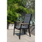 Aluminum Outdoor Dining Chair Set, Wood-Look Finish, 2pc / 4pc