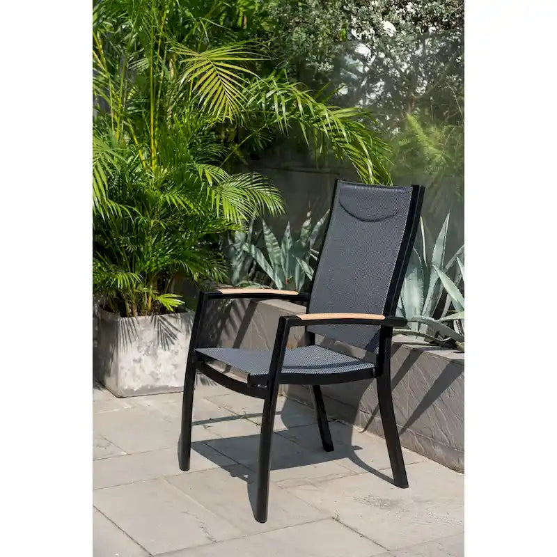 Aluminum Outdoor Dining Chair Set, Wood-Look Finish, 2pc / 4pc