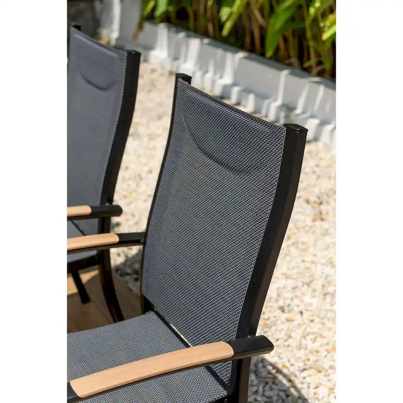 Aluminum Outdoor Dining Chair Set, Wood-Look Finish, 2pc / 4pc