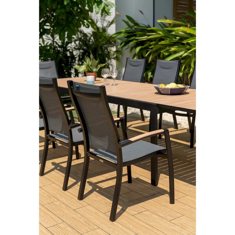Aluminum Outdoor Dining Chair Set, Wood-Look Finish, 2pc / 4pc