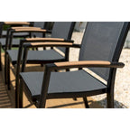Aluminum Outdoor Dining Chair Set, Wood-Look Finish, 2pc / 4pc