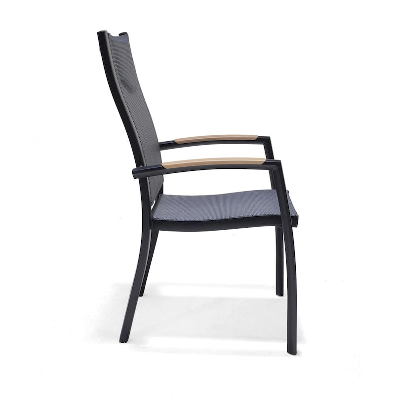 Aluminum Outdoor Dining Chair Set, Wood-Look Finish, 2pc / 4pc