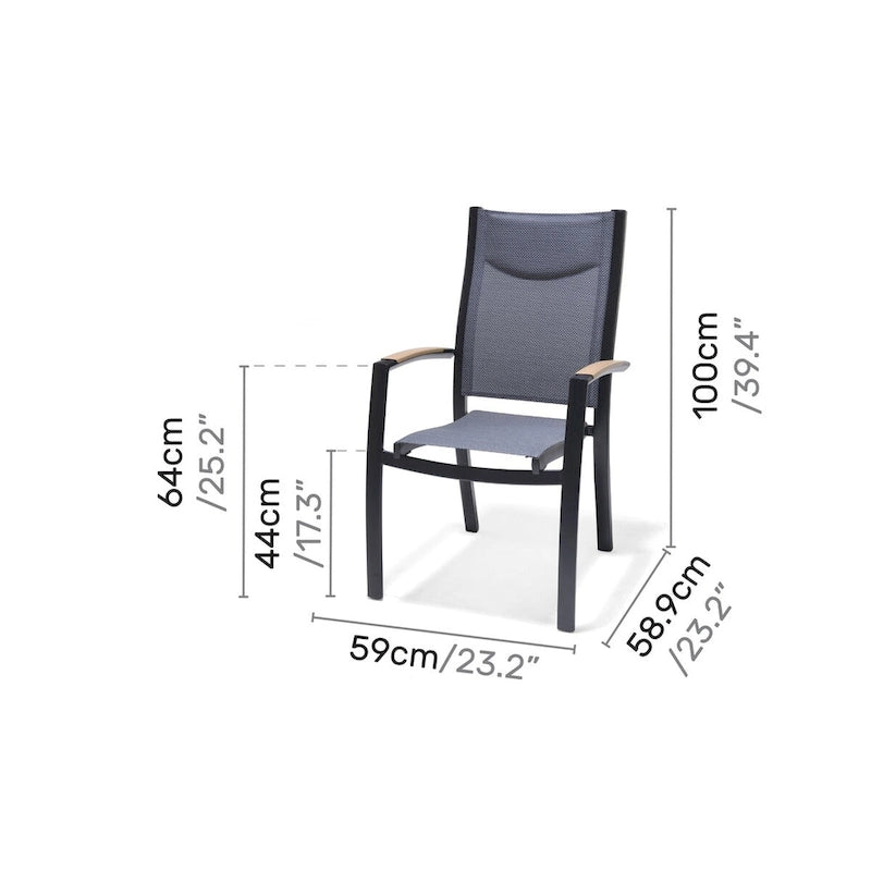 Aluminum Outdoor Dining Chair Set, Wood-Look Finish, 2pc / 4pc
