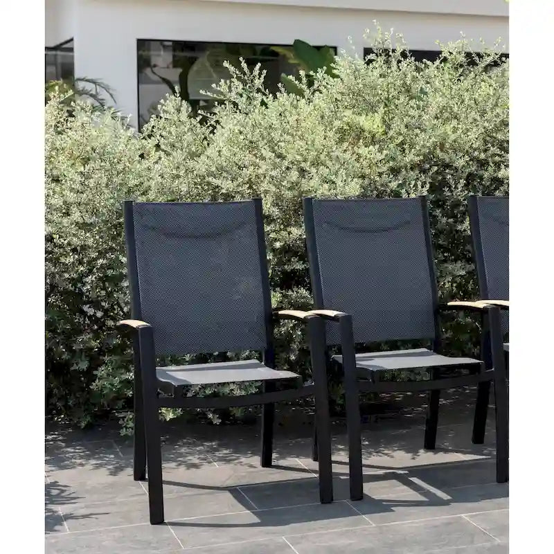 Aluminum Outdoor Dining Chair Set, Wood-Look Finish, 2pc / 4pc