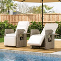 Moasis Outdoor Wicker Recliner Chair, Gliding/Lounge Chair with Adjustable Back & Footrest, Cushions
