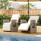 Moasis Outdoor Wicker Recliner Chair, Gliding/Lounge Chair with Adjustable Back & Footrest, Cushions