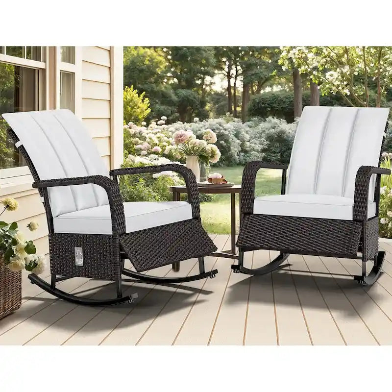 Brown Wicker Outdoor Recliner / Gliding Chair, 1–2 Person