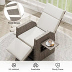 Brown Wicker Outdoor Recliner / Gliding Chair, 1–2 Person