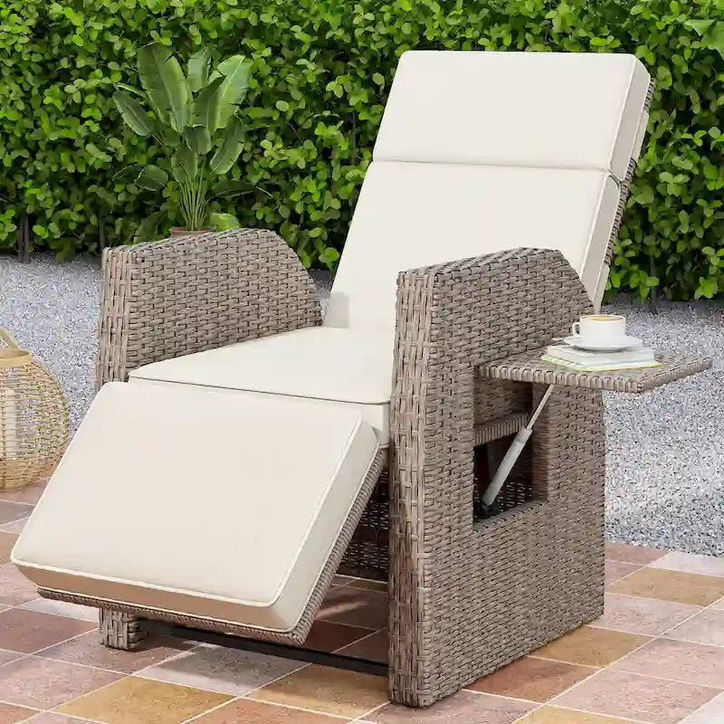 Brown Wicker Outdoor Recliner / Gliding Chair, 1–2 Person