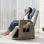 Brown Wicker Outdoor Recliner / Gliding Chair, 1–2 Person