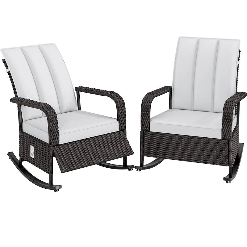 Brown Wicker Outdoor Recliner / Gliding Chair, 1–2 Person