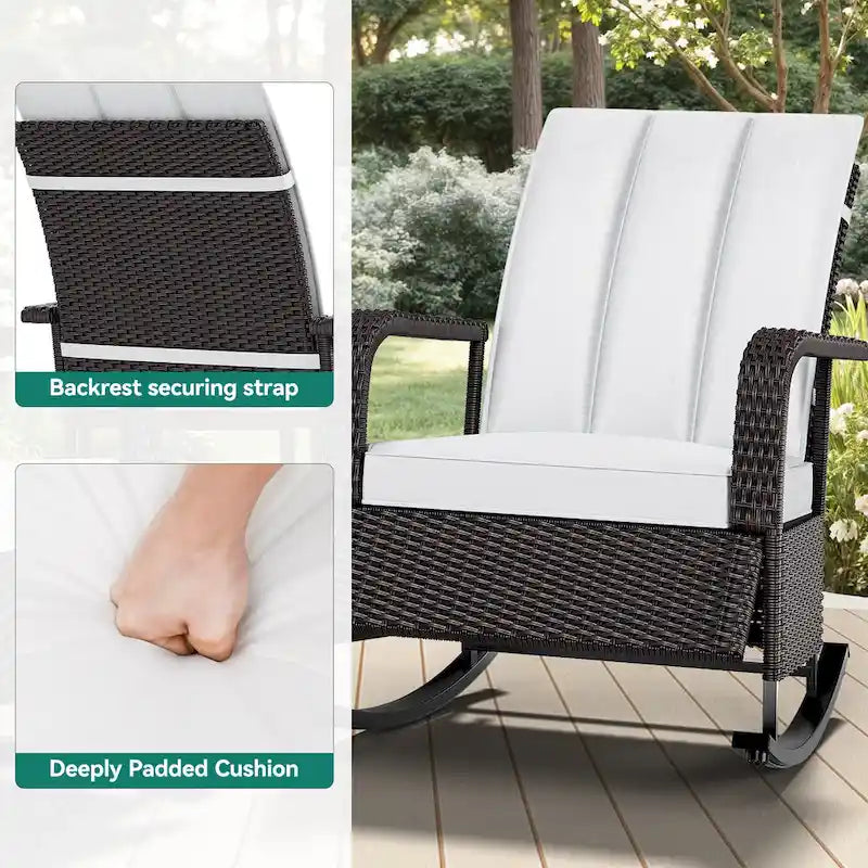 Brown Wicker Outdoor Recliner / Gliding Chair, 1–2 Person