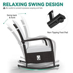 Brown Wicker Outdoor Recliner / Gliding Chair, 1–2 Person