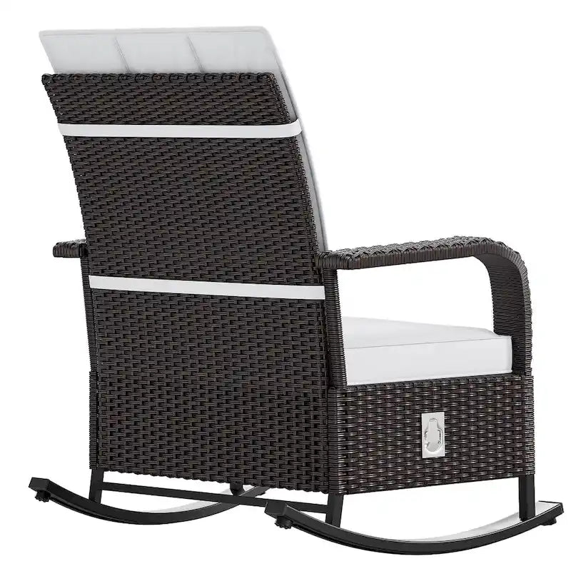 Brown Wicker Outdoor Recliner / Gliding Chair, 1–2 Person