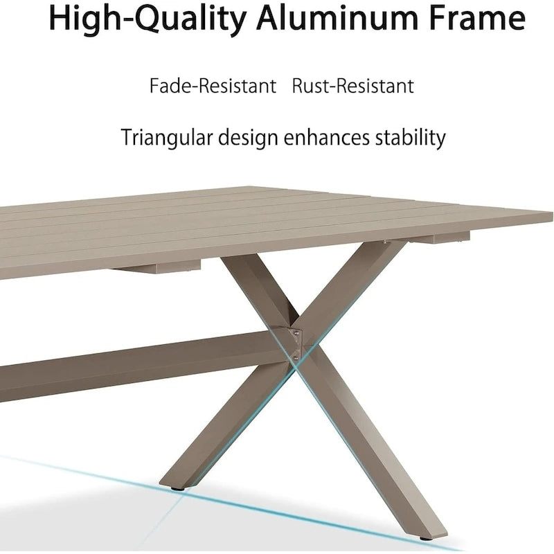 Brown / Grey Rectangular & Square Outdoor Aluminum Dining Set – 7 / 9 / 11 Pieces